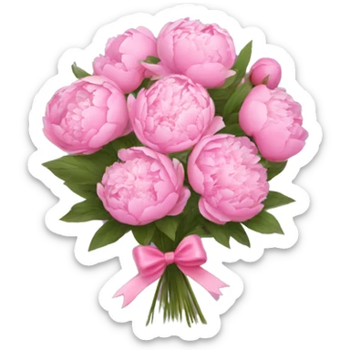 a bouquet of peonies with a little coquette bow sticker