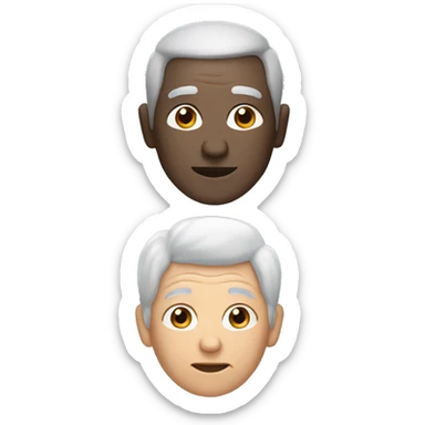 grandpa gray hair and grandma black hair sticker