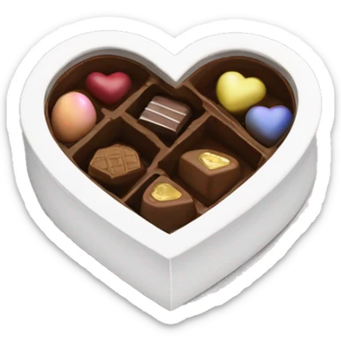 white heart shaped box with chocolates in it sticker