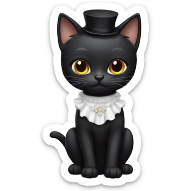 Black cat with white dresse sticker