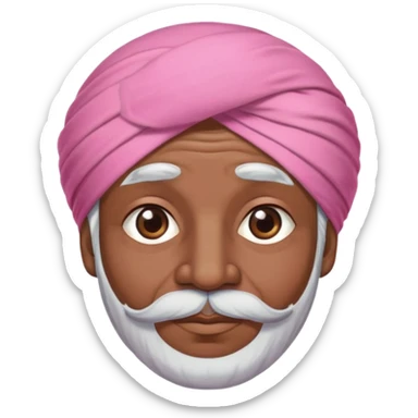 Old brown guy wearing a pink turban to sticker