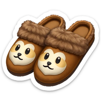Brown fluffy slippers sticker