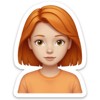 A pretty ginger hair girl wearing pastel orange shirt sticker
