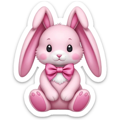 pink soft plush bunny with bow sticker