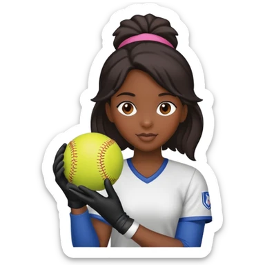 Black girl with glove and softball sticker