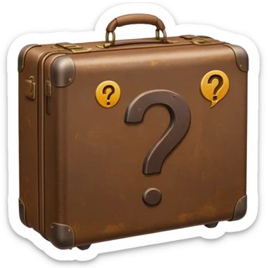 suitcase with a question mark sticker