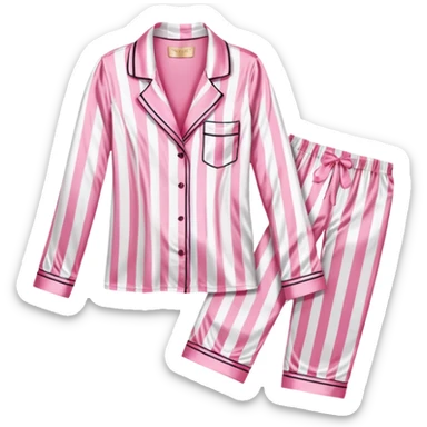 Striped pink and white silk Victoria’s Secret pajama set sticker