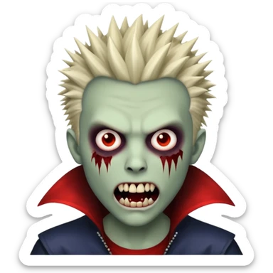 male teen with spiky hair zombie vampire sticker