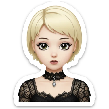 pretty short hair gothic blond baddie more pretty with eyeliner lace clothes sticker