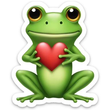frog holding a heart sticker