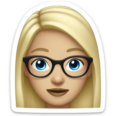 Long Blonde girl with blue eyes and big black square glasses  sticker