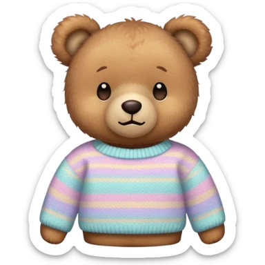  brown teddy bear in a pastel sweater  sticker