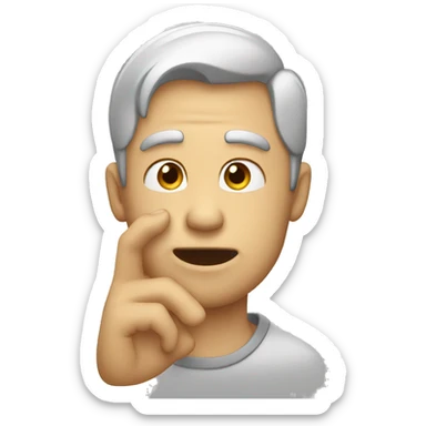 man with hand on face, looking to the right, with open mouth, wondering sticker