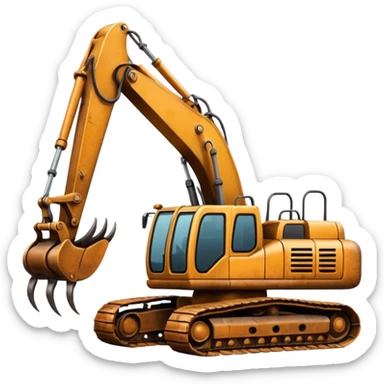 A excavator with four arm and spider legs sticker