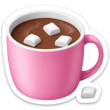 Hot chocolate in a pink mug with marshmallows  sticker