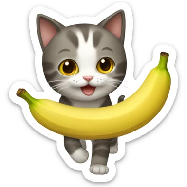 cat banana caminando sticker