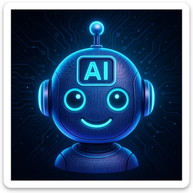 AI service emoji, futuristic style, glowing elements sticker