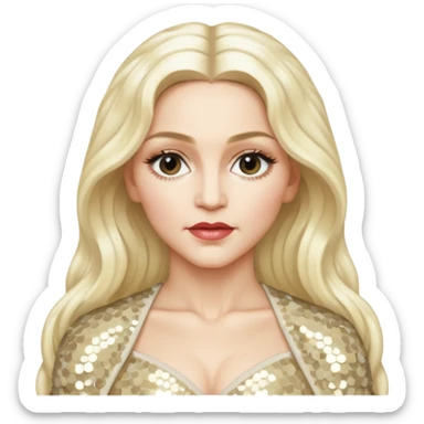 Madonna with long platinum blonde hair, ivory sequin outfit  sticker