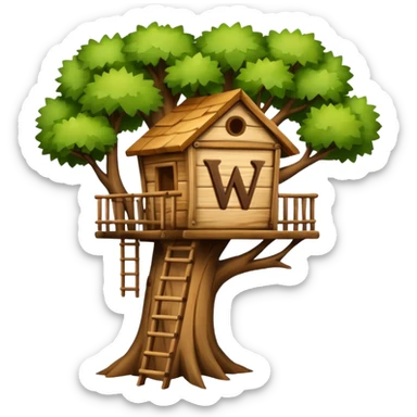 letter W on a treehouse in a tree sticker