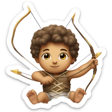 baby with bow and arrow with hearts sitting on a cloud sticker