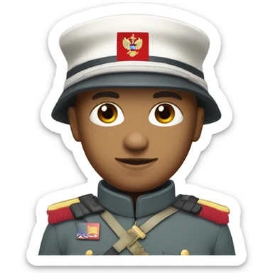 super realistic white soldier with russian flag sticker