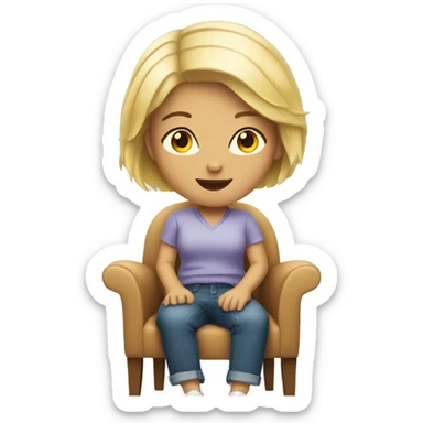 blonde girl with short hair sitting in chair sticker