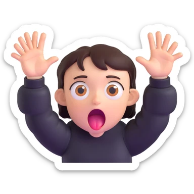 face with wide open mouth, big eyes, drooling, and hands reaching out, expressing intense hunger sticker