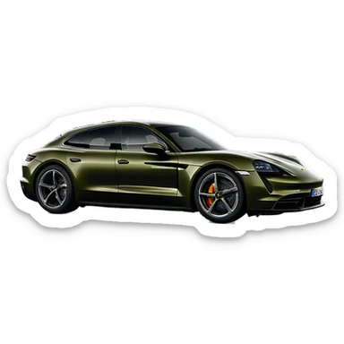 Deep olive green Porsche Taycan sport turismo sticker