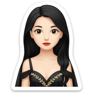 Black long hair classy women sticker