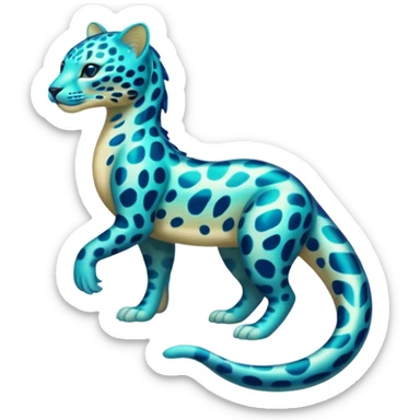 Bioluminescent Neon-Cyan Ripple-Patterned Soft-Scaled Aquatic Fantastical Liepard-Amaura-Manokit-fusion creature (full body) sticker
