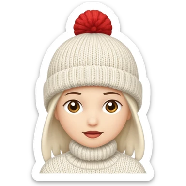 a white knitted wool cap piece of clothing  sticker