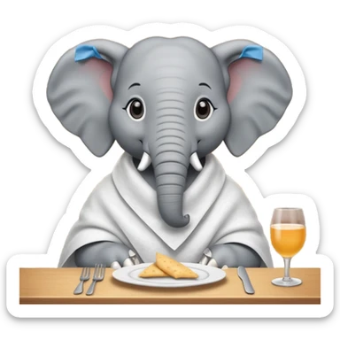 elephant at a restaurant table sticker