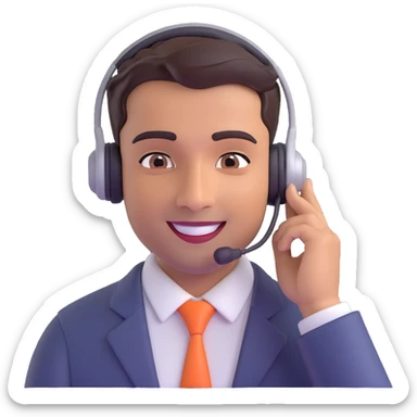 Indian male call center agent, headset, cheerful and reassuring, professional look, support role sticker