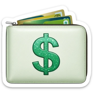 glitter white wallet green symbol $ sticker