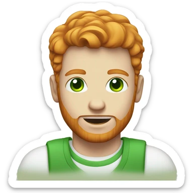 ginger man with green eyes white tshirt sticker