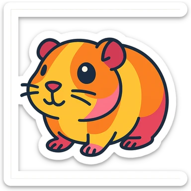 una cobaya tierna, ilustración colorida sticker