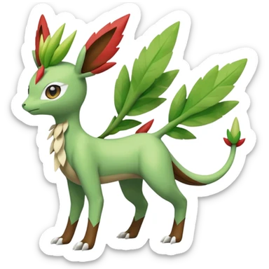 Shaymin-Leafeon-Sceptile-Flygon-Meloetta-Pokémon-Fakémon-fusion, full body sticker