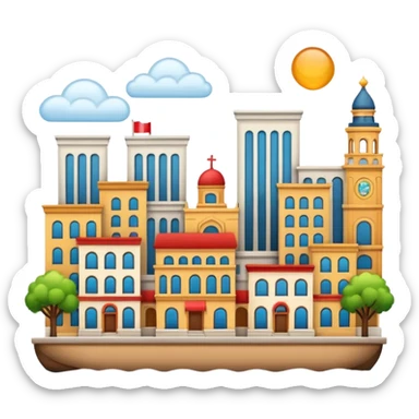 Hamtramck city emoji with multicultural elements and city landmark in iOS Apple style sticker