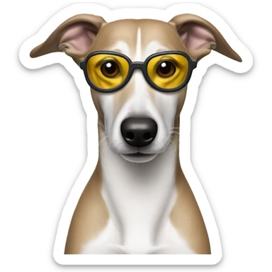 whippet dog with pilot glasses sticker