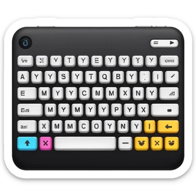 teclado, vista frontal, diseño simple, teclas resaltadas, estilo emoji de iPhone sticker