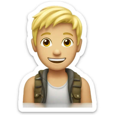 smiling blonde boy outdoors sticker