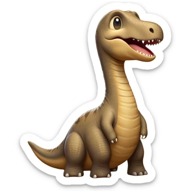 Cinematic Cute Yawning Brachiosaurus Portrait Emoji, Head tilted slightly with a dramatic, wide-open yawn, showcasing a gently drooping long neck and a small head with sleepy, half-closed eyes, set against a massive, textured body in warm earth tones, Simplified yet irresistibly adorable features, highly detailed, glowing with a soft, cozy golden glow, high shine, relaxed yet expressive, stylized with a dash of whimsical ancient charm, soft glowing outline, capturing the essence of a drowsy yet affectionate Brachiosaurus that appears ready to stretch and yawn its way out of the screen! sticker
