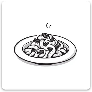 A plate of risoni, topped with small pieces of bacon with cream sticker