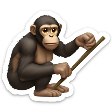 ape hands trying to break a bundle of sticks sticker