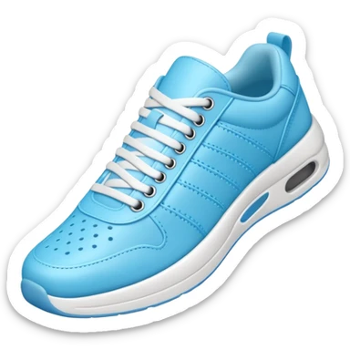 A 3D cartoon Sky Blue sneaker with soft texture, lace-up detail, and smooth reflections, isolated on plain background, Memoji-style. sticker