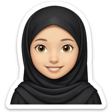Light skin girl 11 years old black hijab smiling  sticker