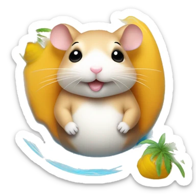 hamster in hotel minimalista con piscina relax sticker