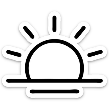 modern icon style silver or grey sunrise or light symbol representing hope sticker