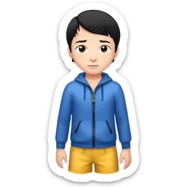 An Emoji of boy with short black hair, who can be described by three words: perfectionist, air, ocean sticker