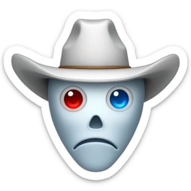 ghost cowboy with blue and red eye sticker